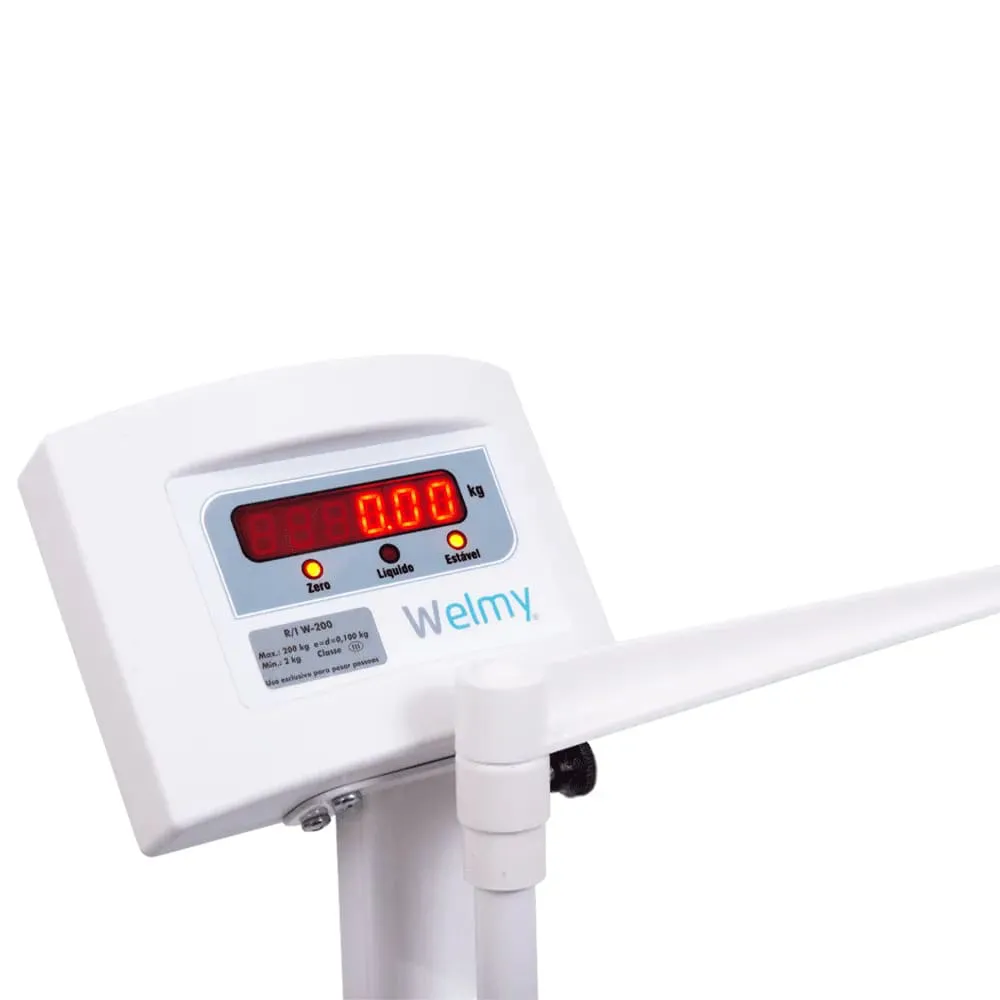 Balança Eletrônica Antropométrica Branca Led Ecpc W200/50a Welmy - Imagem 2